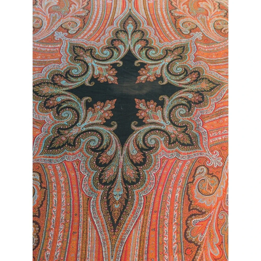 Victorian Paisley Woven Antique Scarf Kashmir Piano Table Craft 126x64 AS IS